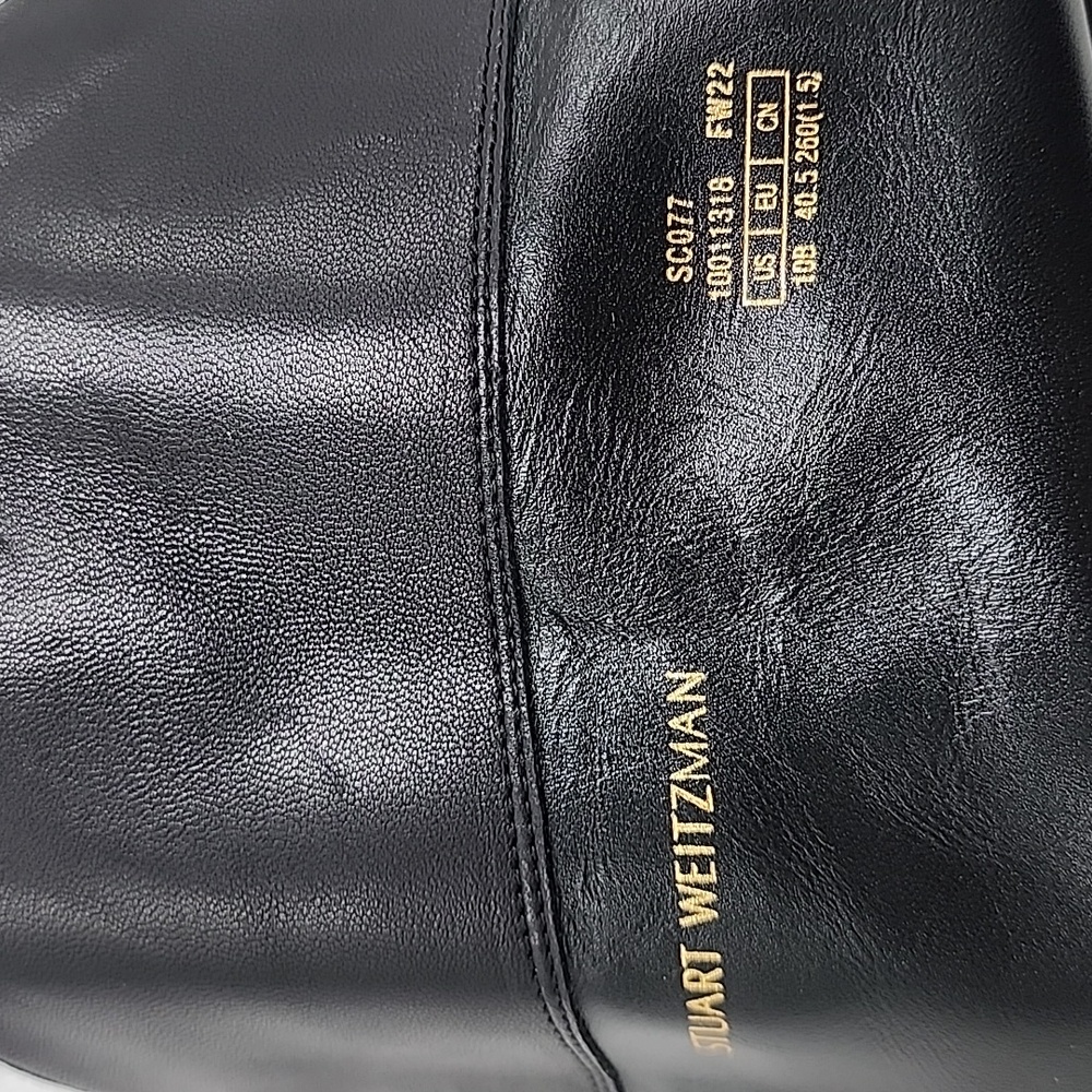 STUART WEITZMAN KNEE HIGH LUG 5050 LEATHER LIFT BLACK AWESOME BOOT LADIES 10 NEW - Picture 2 of 16
